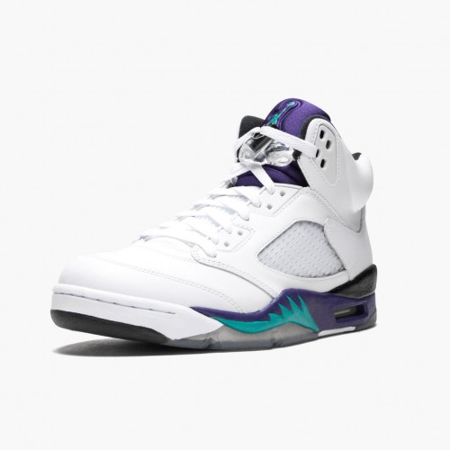 Air Jordan 5 Retro Grape  White/New Emerald Grp Ice Blk 136027-108