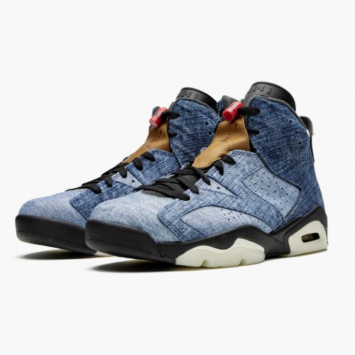 Air Jordan 6 Retro"Washed Denim" dámské a Pánské Běžné boty CT5350-401 Černá-Sail/Varsity Červené AJ6 Černá Jordan Tenisky