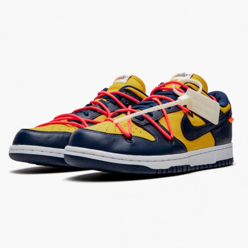 Nike Dunk Low Off White University Gold Midnight Navy CT0856 700 Dámské a pánské Běžné boty