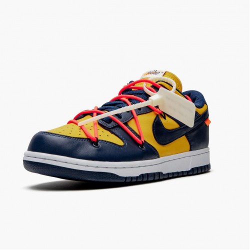 Nike Dunk Low Off White University Gold Midnight Navy CT0856 700 Dámské a pánské Běžné boty